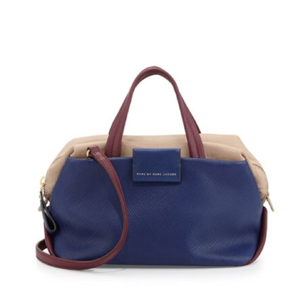 Marc by Jacob Leather Box Satchel Bag. Blue Multi